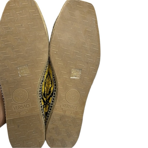 VERSACE EXCELLENT MEN’S BAROQUE GOLD BLACK ESPADRILLES SIZE 12 / 45 - Picture 8 of 11
